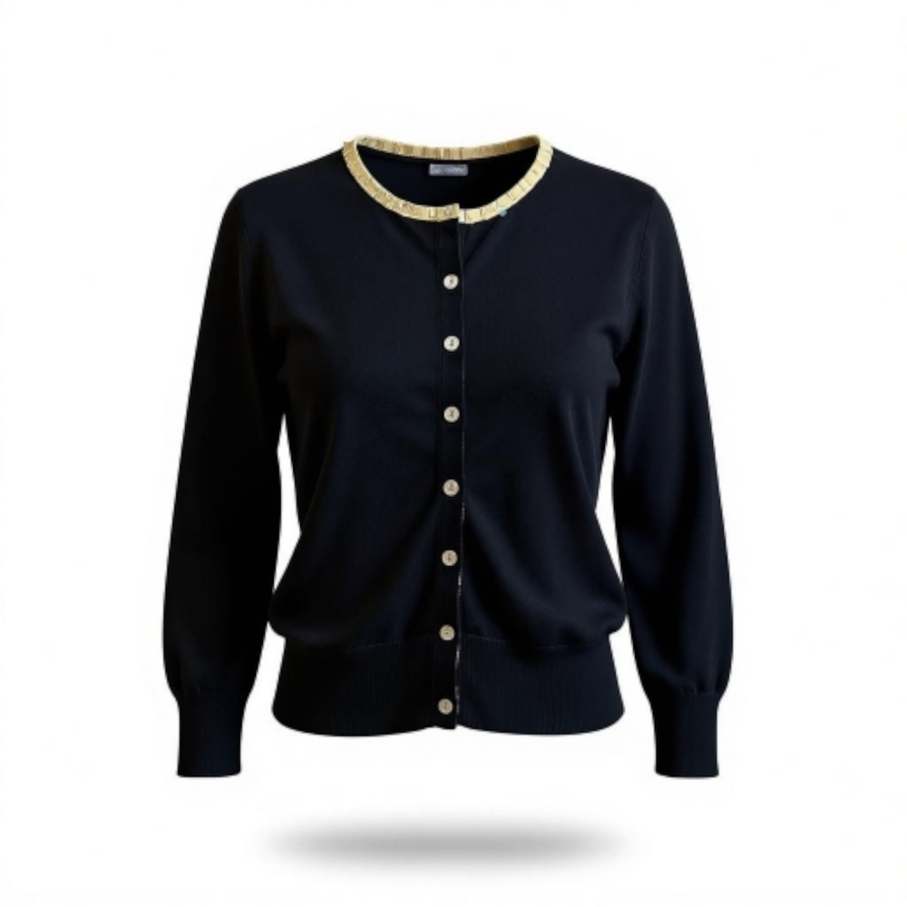 Vintage Bob Mackie Women's 8 Black Cardigan Gold Accents Cottagecore Whimsical